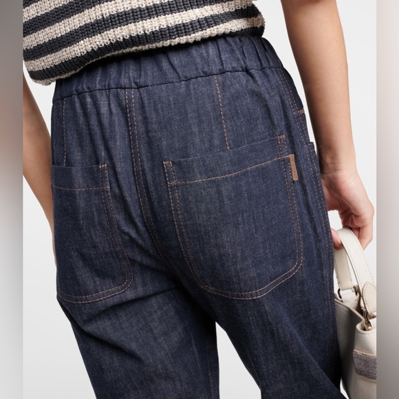 New! Brunello Cucinelli Embellished Tapered Drawstring Jeans 👖size 4 - Picture 6 of 13
